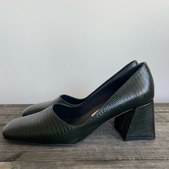 Miista Aloisie Bottle Green Lizard Effect Leather Heels - Picture 3 of 8